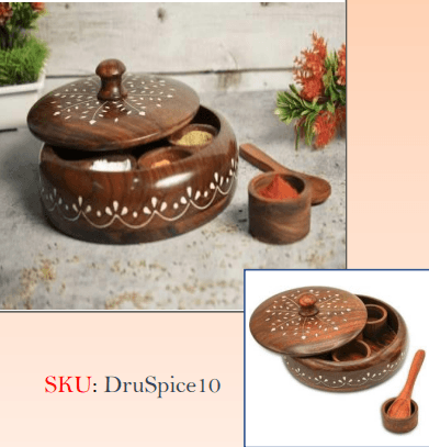 Handcrafted 9-Grid Rosewood Spice Box Masala Dabba