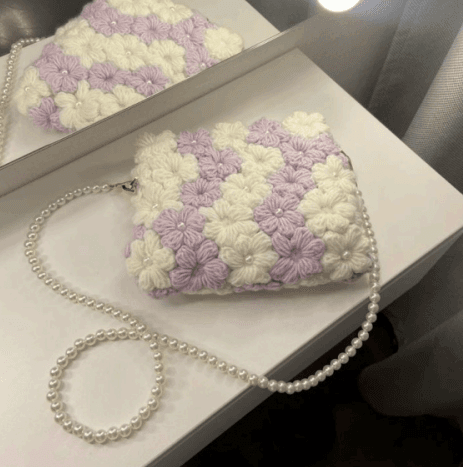 Artisanal Macrame Beach Clutch Bag with Bamboo Handle
