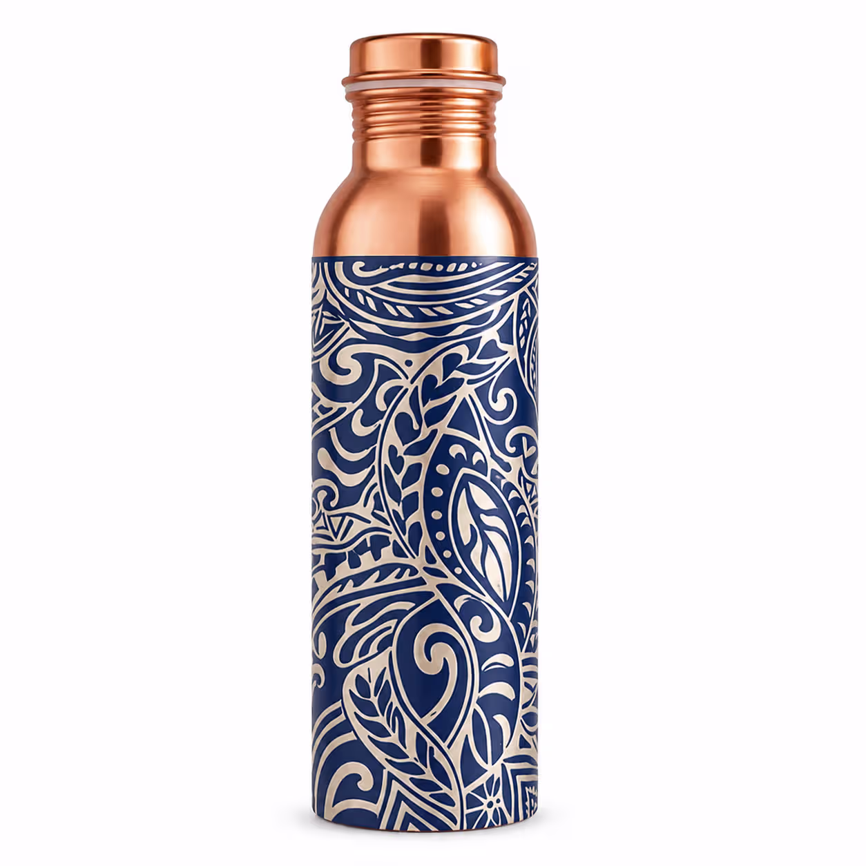 Engraved Floral Copper Bottle